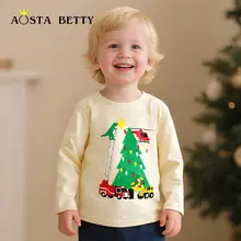 2026 Boys Cartoon Print Long Sleeve T-Shirt Blue White — feature 6