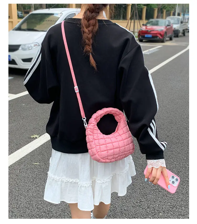 Pink Waffle Crossbody Phone Bag for Women — feature 24