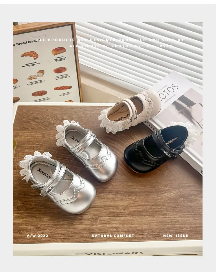 Girls' Black Lace Flat Shoes 2025 Summer — feature 1