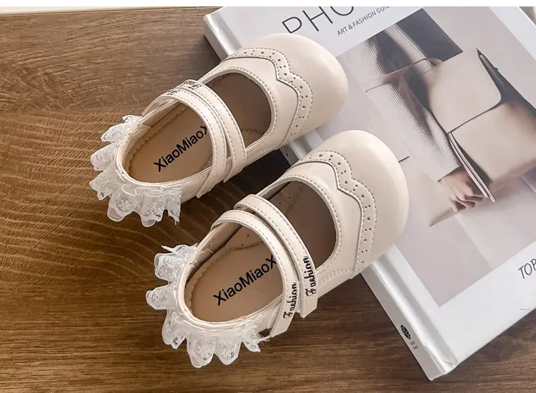Girls' Black Lace Flat Shoes 2025 Summer — feature 12