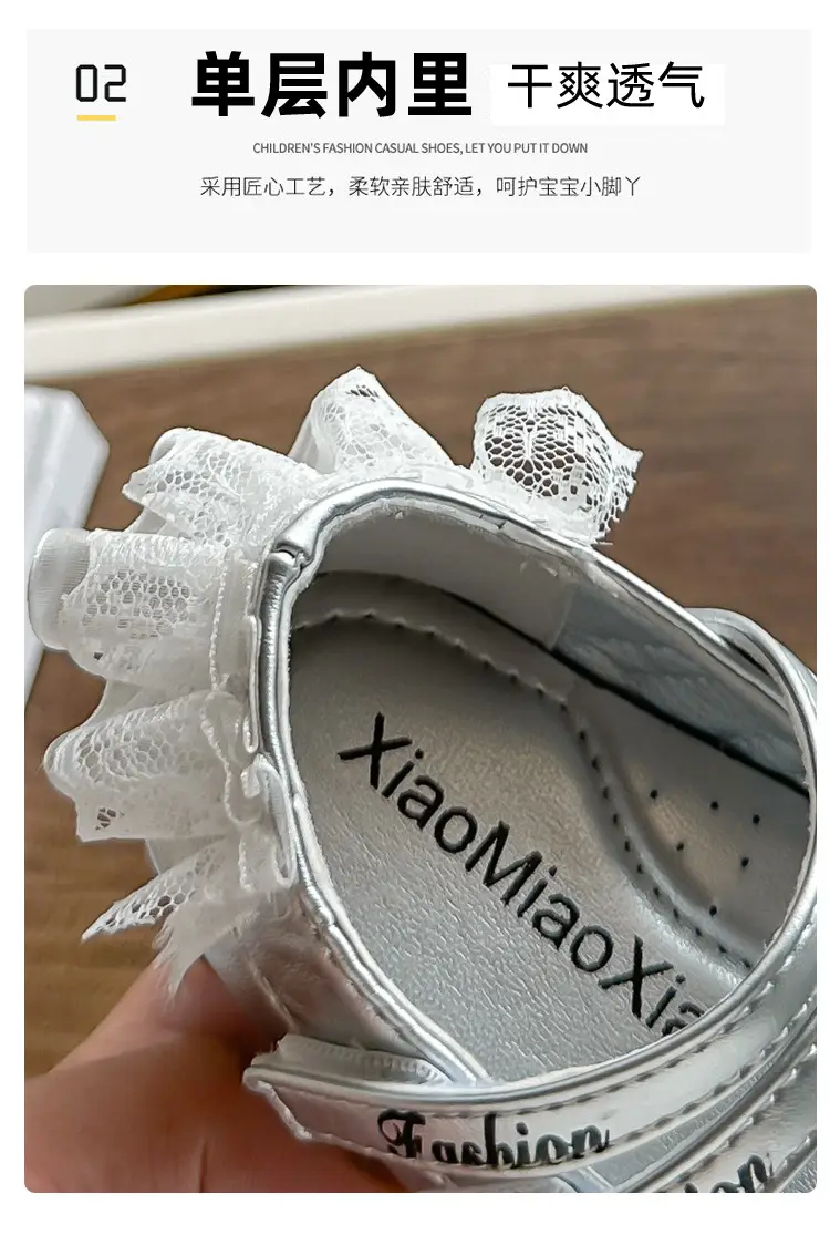 Girls' Black Lace Flat Shoes 2025 Summer — feature 3