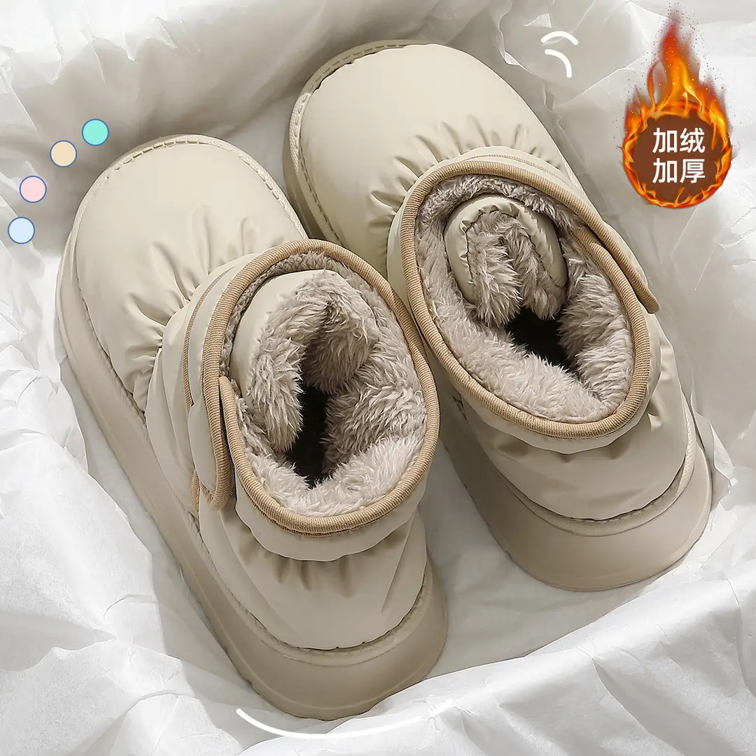 Women's New Winter High-Top Waterproof Snow Boots for Home Indoor Thick-Soled Non-Slip Fleece-Lined Thickeneded Comfortable Cotton Shoes for Men