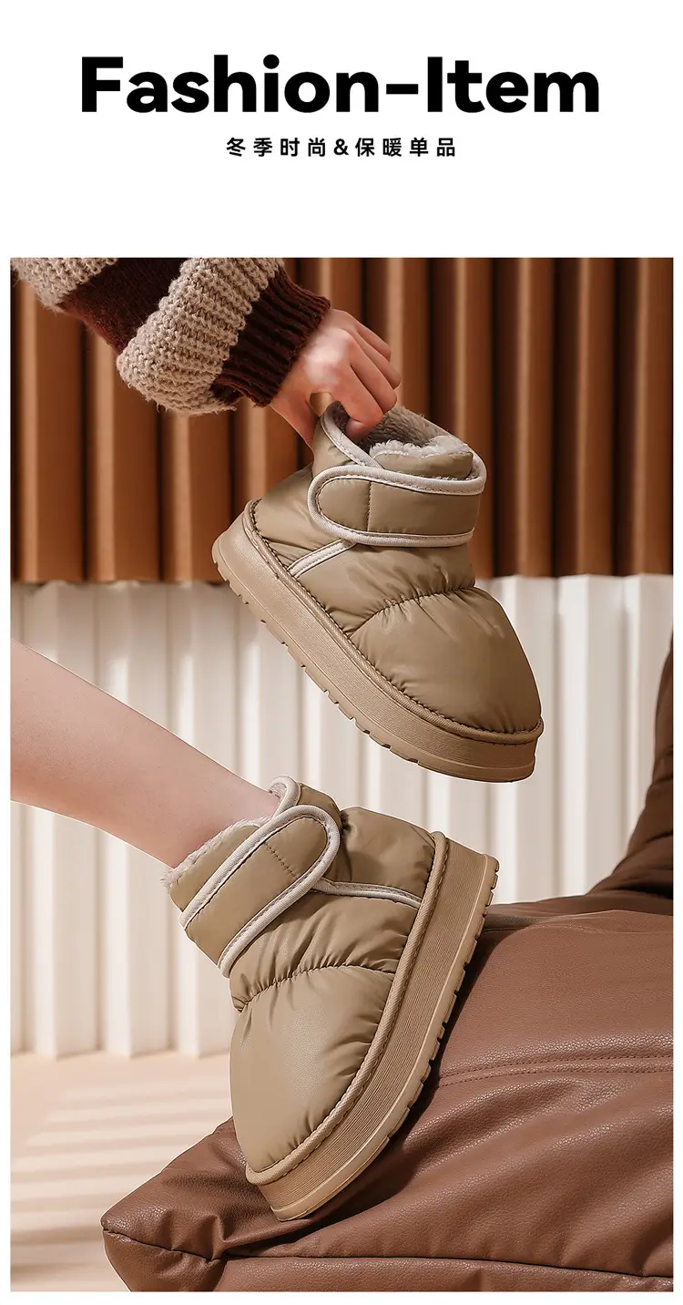 Women's New Winter High-Top Waterproof Snow Boots for Home Indoor Thick-Soled Non-Slip Fleece-Lined Thickeneded Comfortable Cotton Shoes for Men — feature 3