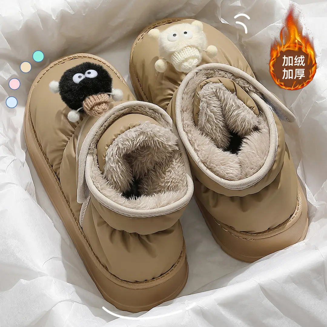 Women's New Winter High-Top Waterproof Snow Boots for Home Indoor Thick-Soled Non-Slip Fleece-Lined Thickeneded Comfortable Cotton Shoes for Men