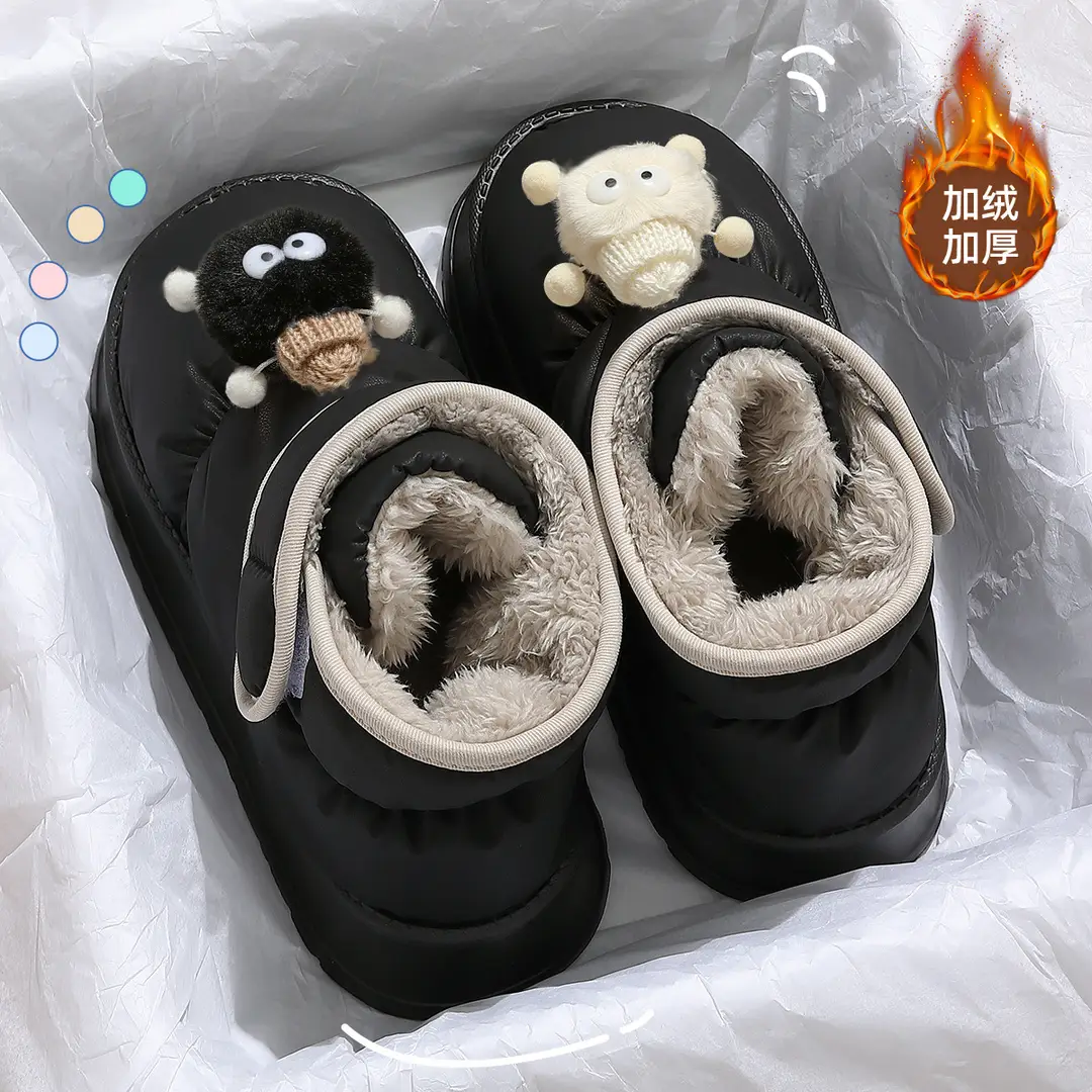 Women's New Winter High-Top Waterproof Snow Boots for Home Indoor Thick-Soled Non-Slip Fleece-Lined Thickeneded Comfortable Cotton Shoes for Men