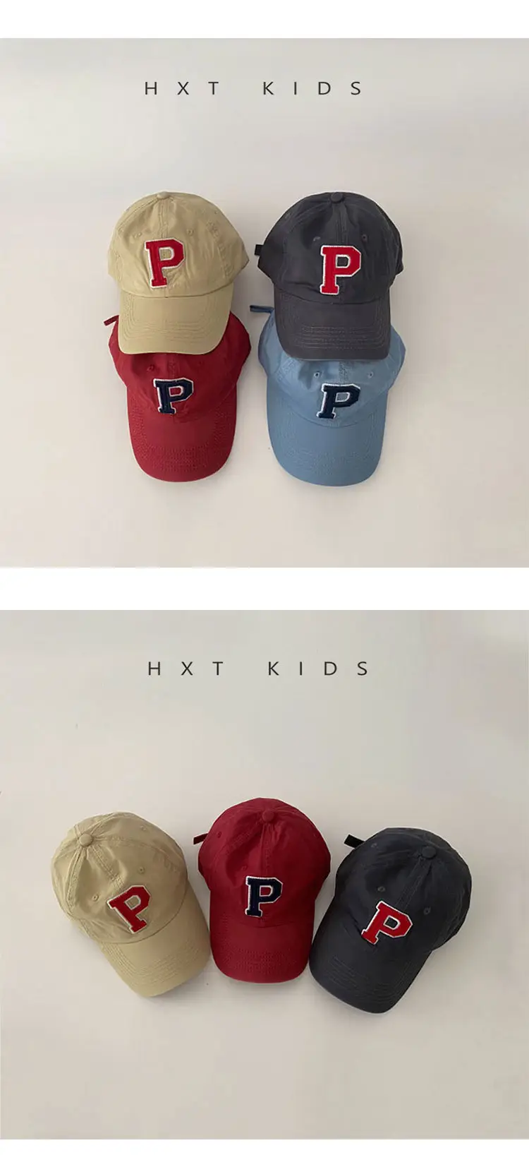 Children's P Letter Cap Matching Sun Hat Autum Baby Travel Baseball Cap — feature 2