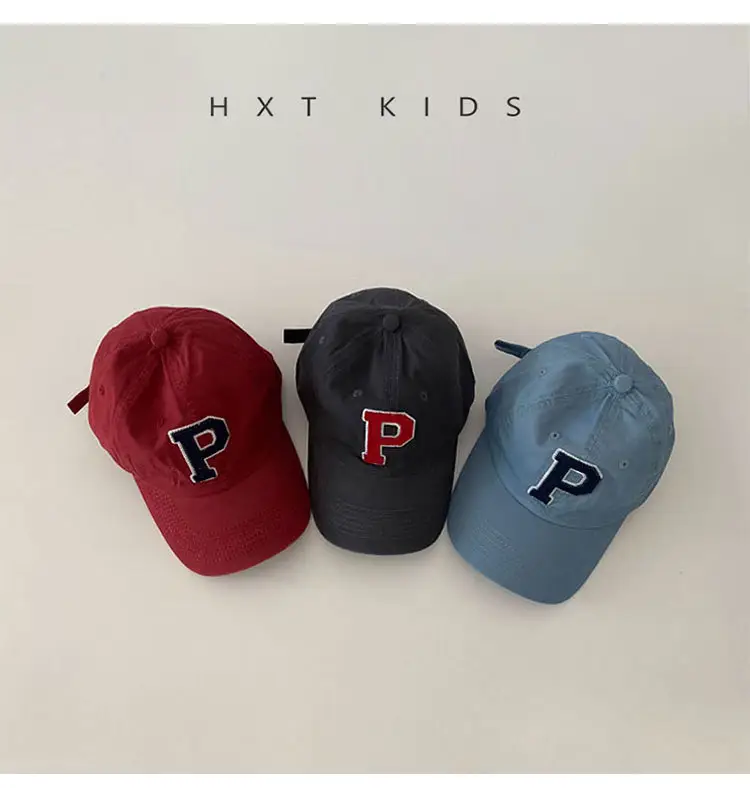 Children's P Letter Cap Matching Sun Hat Autum Baby Travel Baseball Cap — feature 5