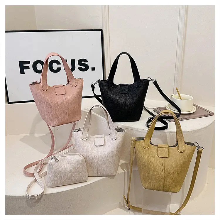 Women's Yellow PU Leather 2-Piece Handbag Set — feature 1