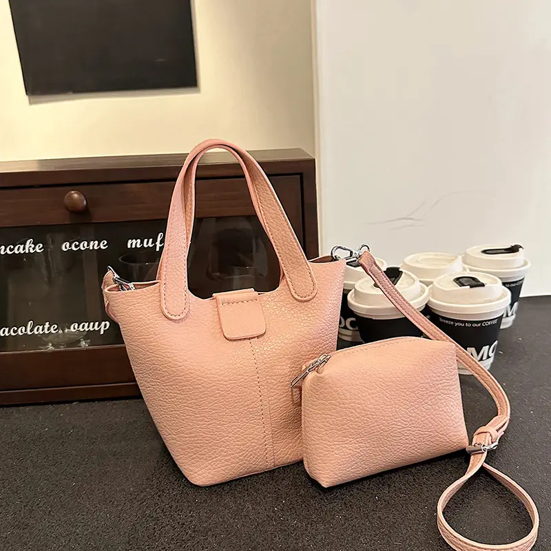 Women's Yellow PU Leather 2-Piece Handbag Set
