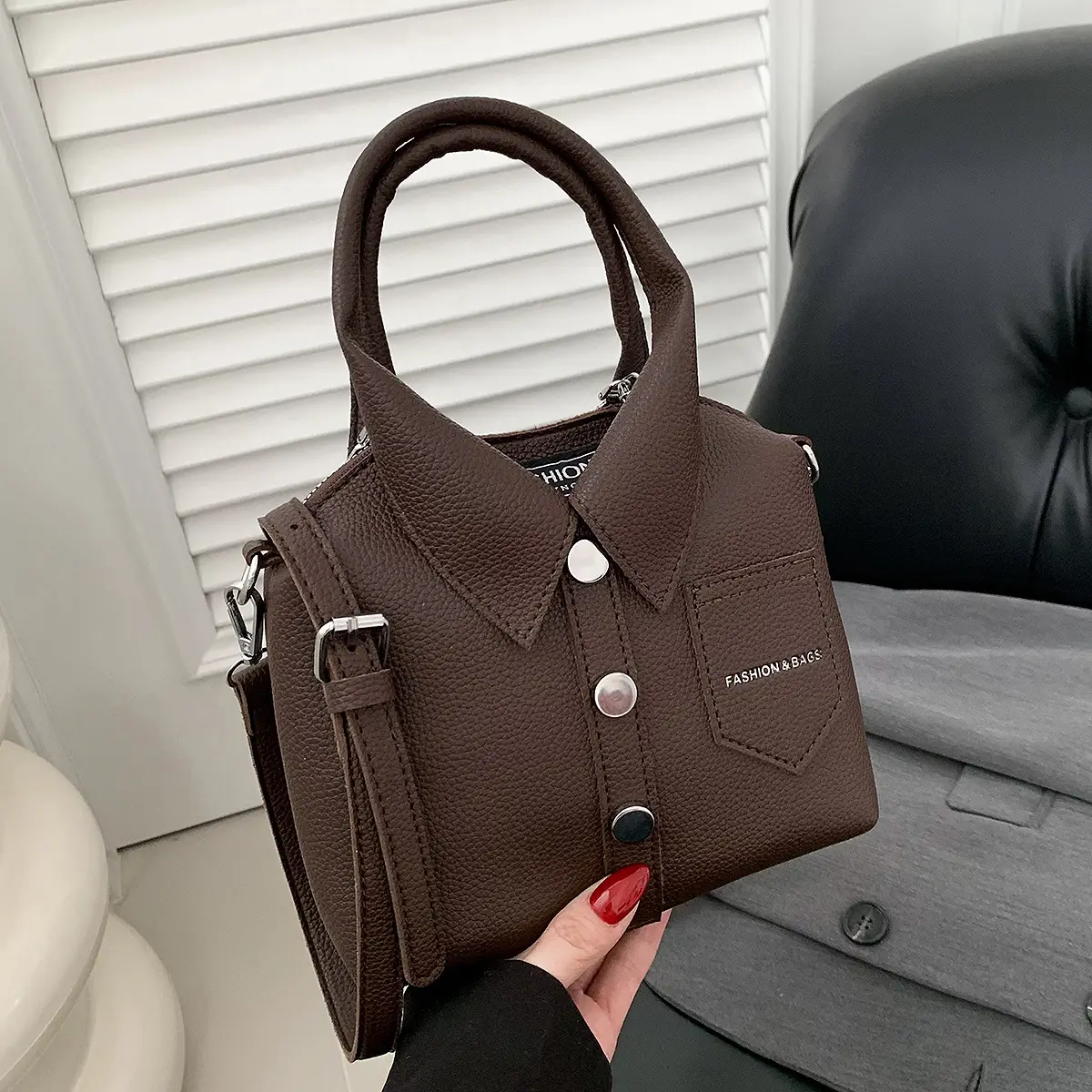 Pink Crossbody Bag for Women with Button Detail