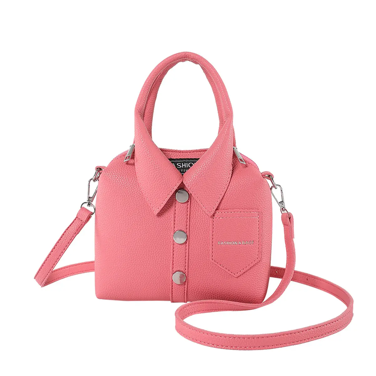 Pink Crossbody Bag for Women with Button Detail