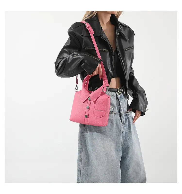 Pink Crossbody Bag for Women with Button Detail — feature 21