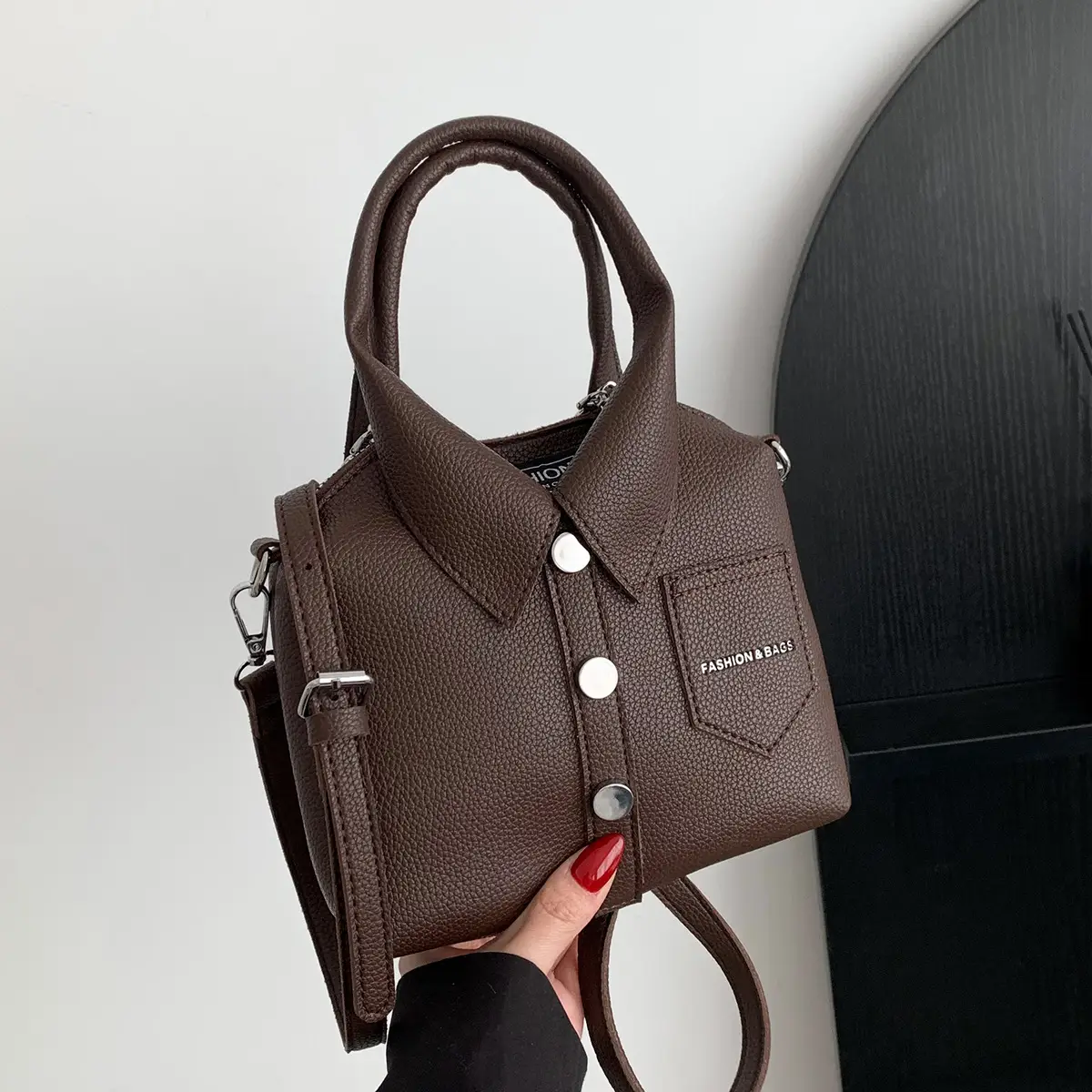 Pink Crossbody Bag for Women with Button Detail