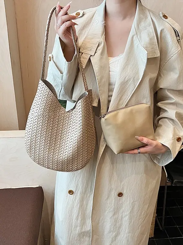 Brown Woven Women's Shoulder Bag 2025 New Commuter Tote - Image 8