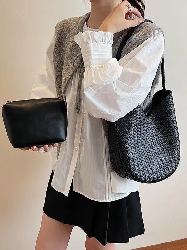 Brown Woven Women's Shoulder Bag 2025 New Commuter Tote - Image 9