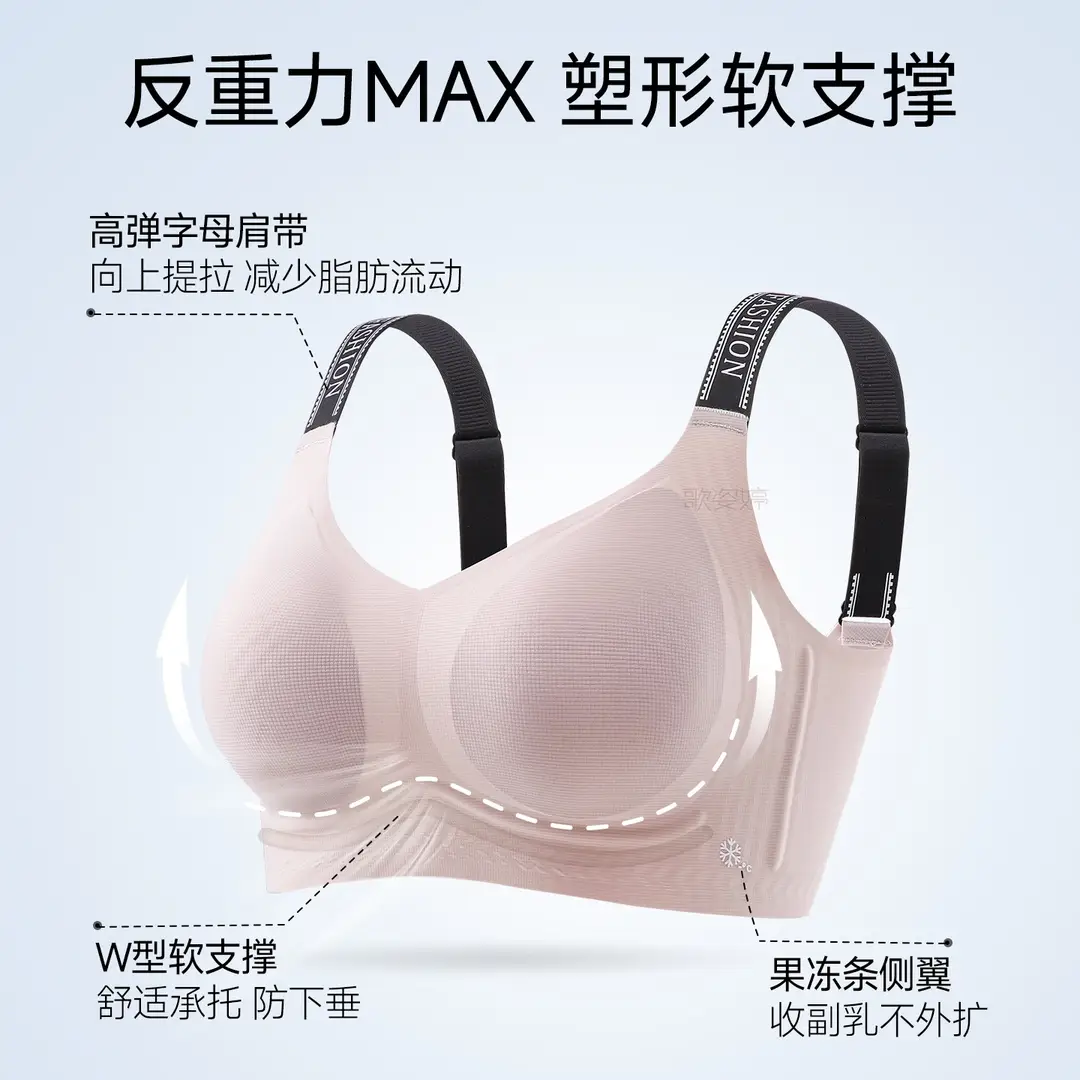 Large Bust Minimizing Bra for Women, Full Coverage, Large Wrap, Anti-Sagging, Side Breast Collection, 7A Antibacterial, Thin, Seamless Bra for Summer