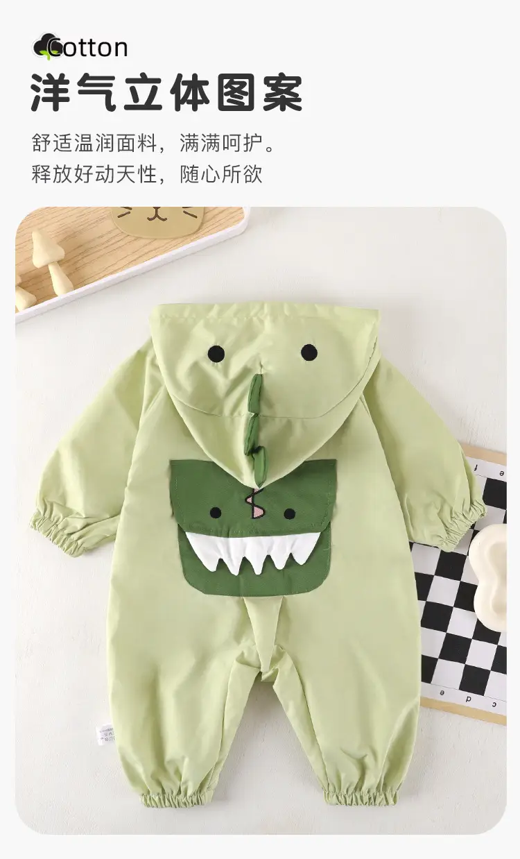 Spring and Autumn Baby Clothes, Baby Clothing, Anyang Children's Clothing, Jumpsuit, Newborn Outdoor Jacket, Long-Sleeved Hooded Coat — feature 4