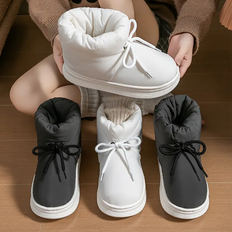 2025 High-Top Cotton Slippers with Heel for Women in Autumn and Winter Plush Home Couple Warm Indoor Home Cotton Slippers - Image 7