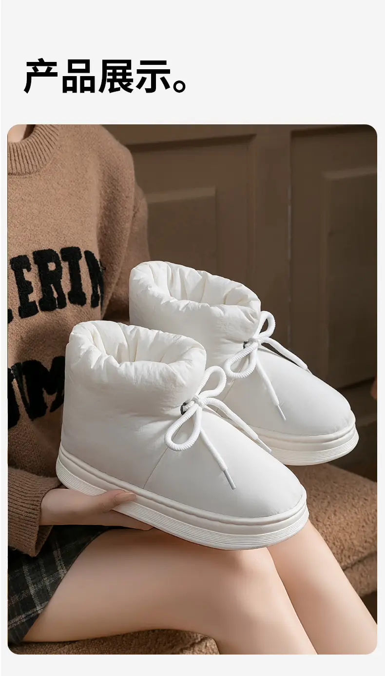2025 High-Top Cotton Slippers with Heel for Women in Autumn and Winter Plush Home Couple Warm Indoor Home Cotton Slippers — feature 14