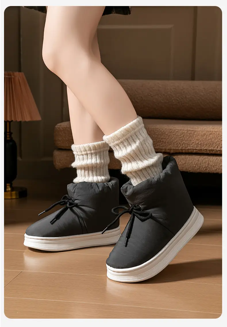 2025 High-Top Cotton Slippers with Heel for Women in Autumn and Winter Plush Home Couple Warm Indoor Home Cotton Slippers — feature 15