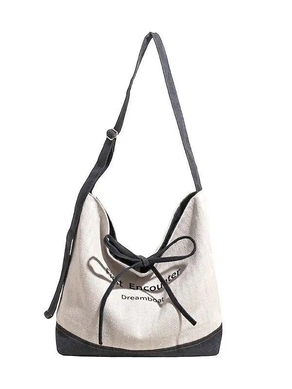 Women Crossbody Bag Korean Style Large Capacity Navy White - Image 6