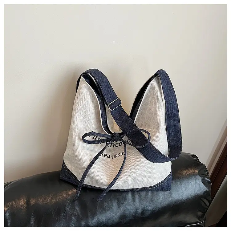 Women Crossbody Bag Korean Style Large Capacity Navy White — feature 11