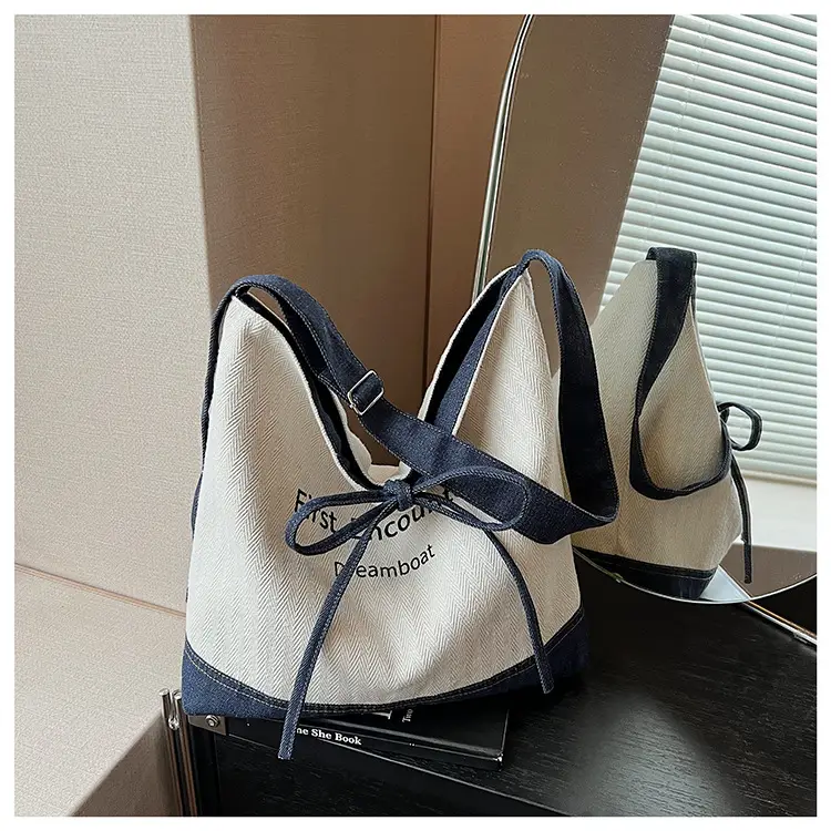 Women Crossbody Bag Korean Style Large Capacity Navy White — feature 12