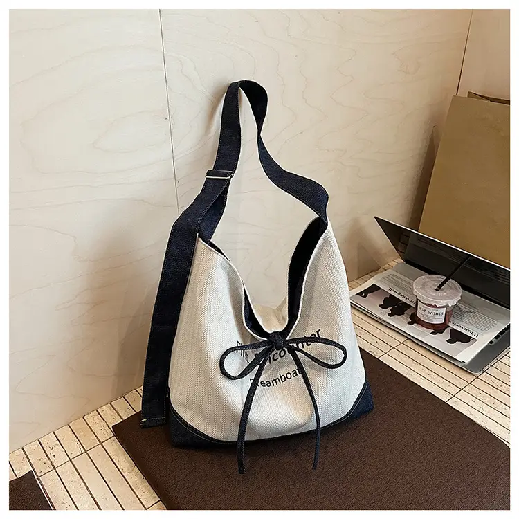 Women Crossbody Bag Korean Style Large Capacity Navy White — feature 8