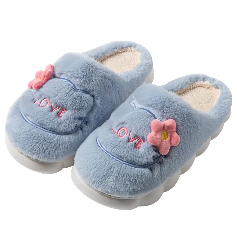Cartoon Embroidered Maternity Slippers for Women, Autumn and Winter Indoor Warm Plush Thick-Soled Cotton Slippers - Image 9