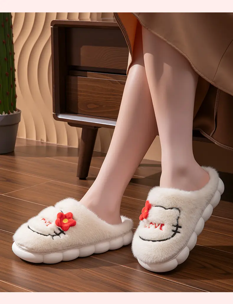 Cartoon Embroidered Maternity Slippers for Women, Autumn and Winter Indoor Warm Plush Thick-Soled Cotton Slippers — feature 14