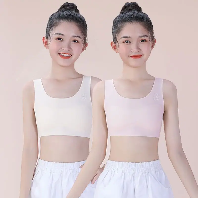 7-16 Years Old Developmental Vest Ice Silk Seamless Girls' Intimates Sports Breathable Anti-Bump Bra for Primary and Secondary School Students — feature 14