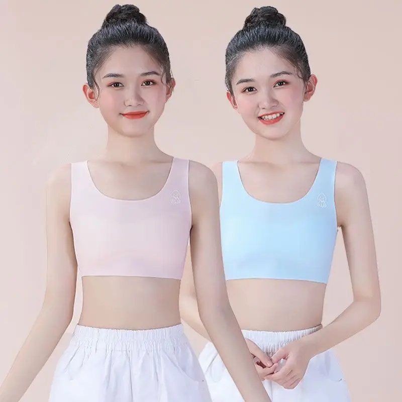 7-16 Years Old Developmental Vest Ice Silk Seamless Girls' Intimates Sports Breathable Anti-Bump Bra for Primary and Secondary School Students — feature 15