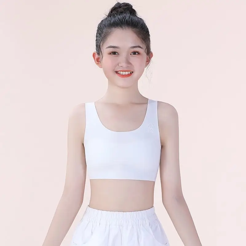 7-16 Years Old Developmental Vest Ice Silk Seamless Girls' Intimates Sports Breathable Anti-Bump Bra for Primary and Secondary School Students