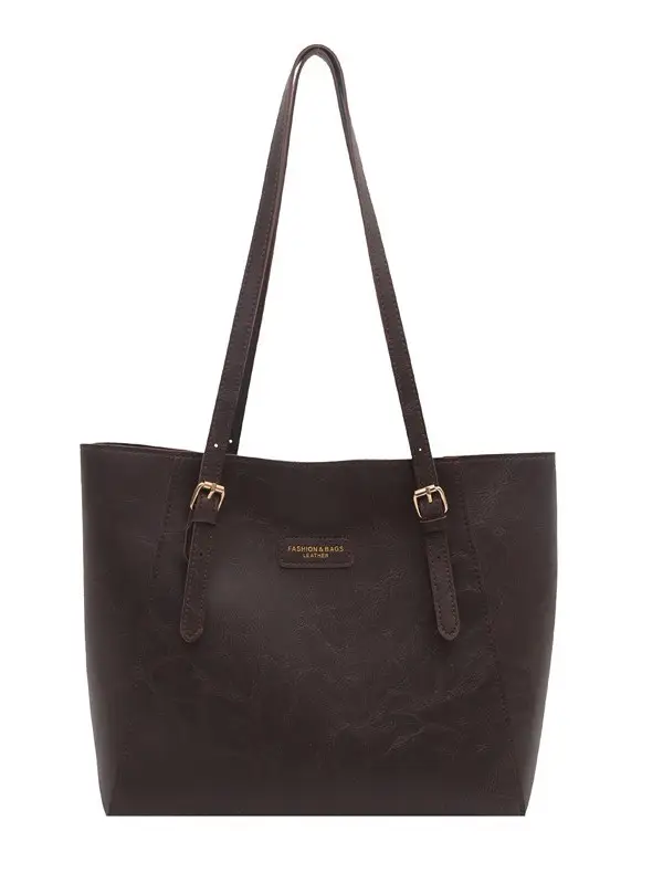 Women's Large Capacity Shoulder Bag Brown Leather Autumn Winter 2025 - Image 7