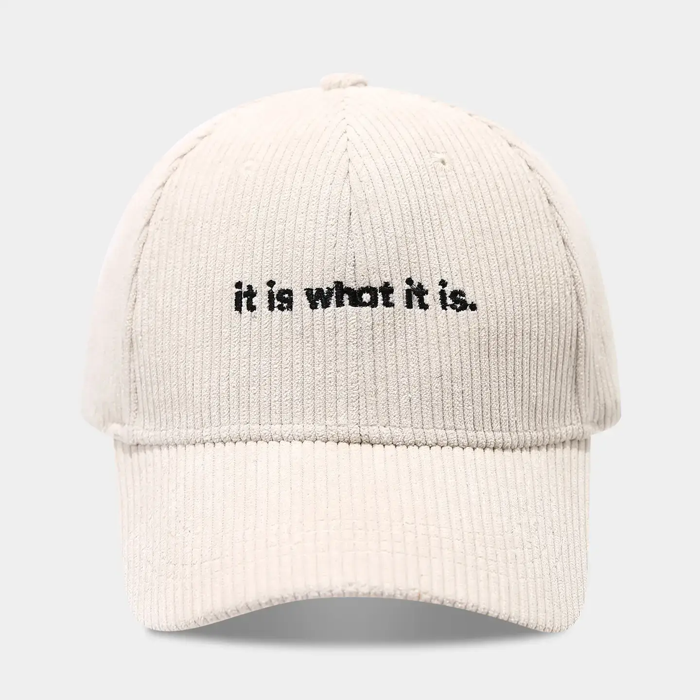 Women Black Corduroy Cap "It's What It Is" - Image 2