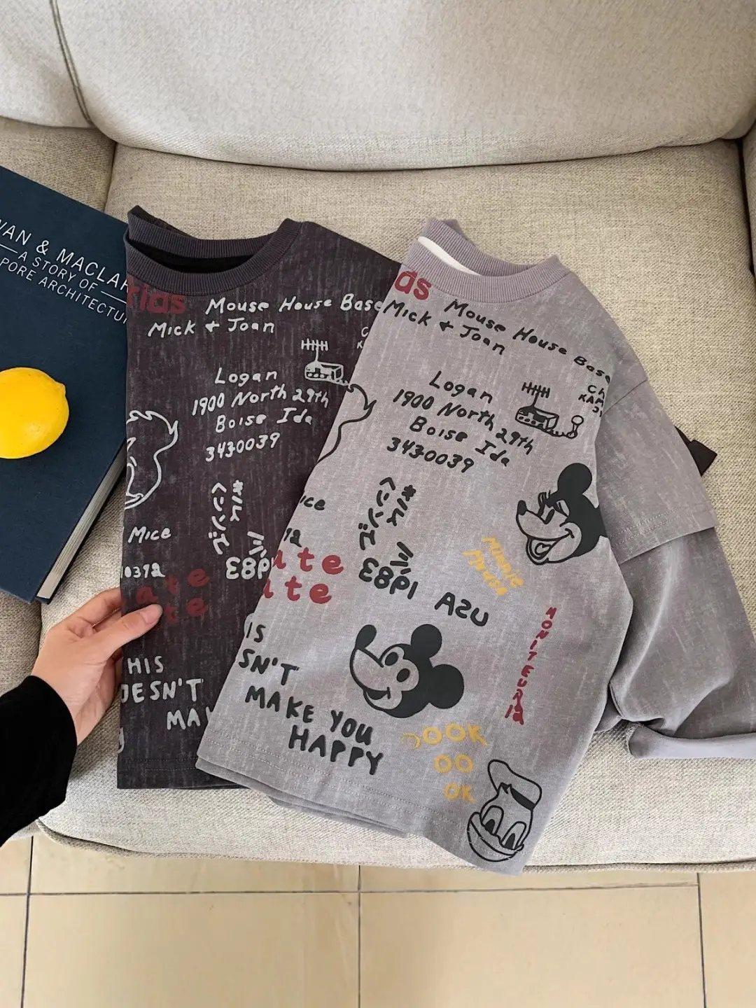 Children's Grey Letter Print Long Sleeve T-Shirt 2025 - Image 5