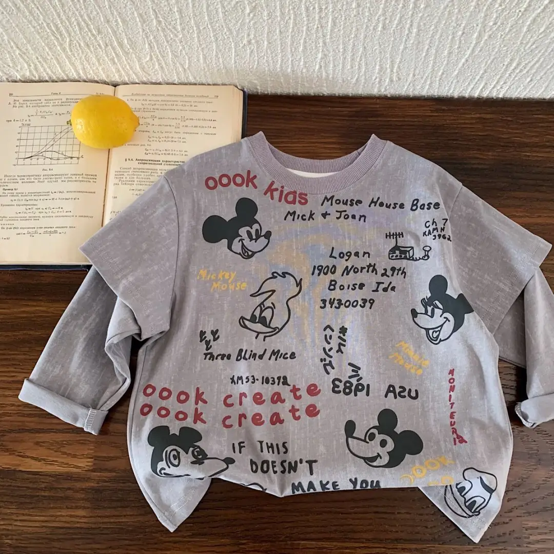 Children's Grey Letter Print Long Sleeve T-Shirt 2025 — feature 3