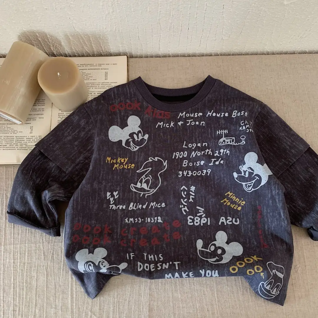 Children's Grey Letter Print Long Sleeve T-Shirt 2025 — feature 6