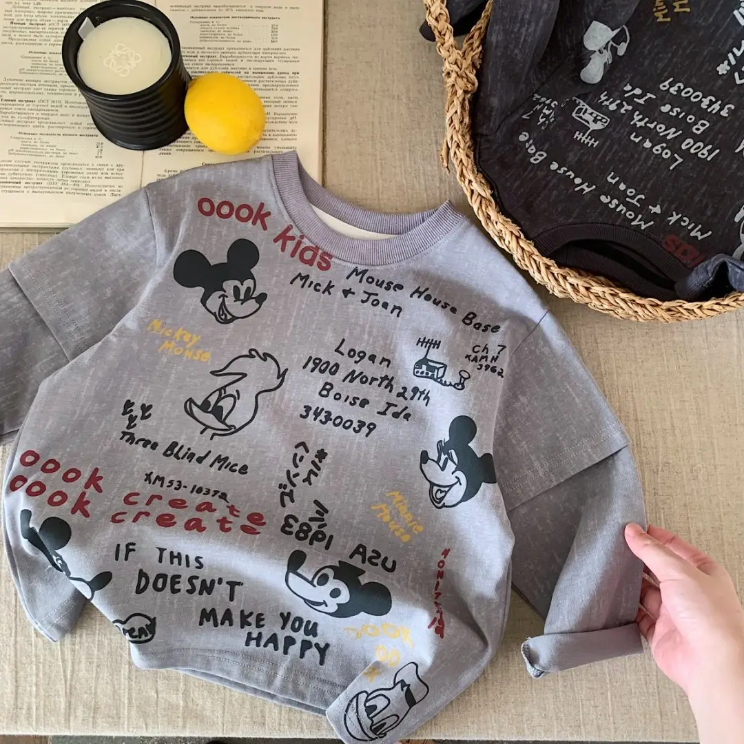 Children's Grey Letter Print Long Sleeve T-Shirt 2025 — feature 7