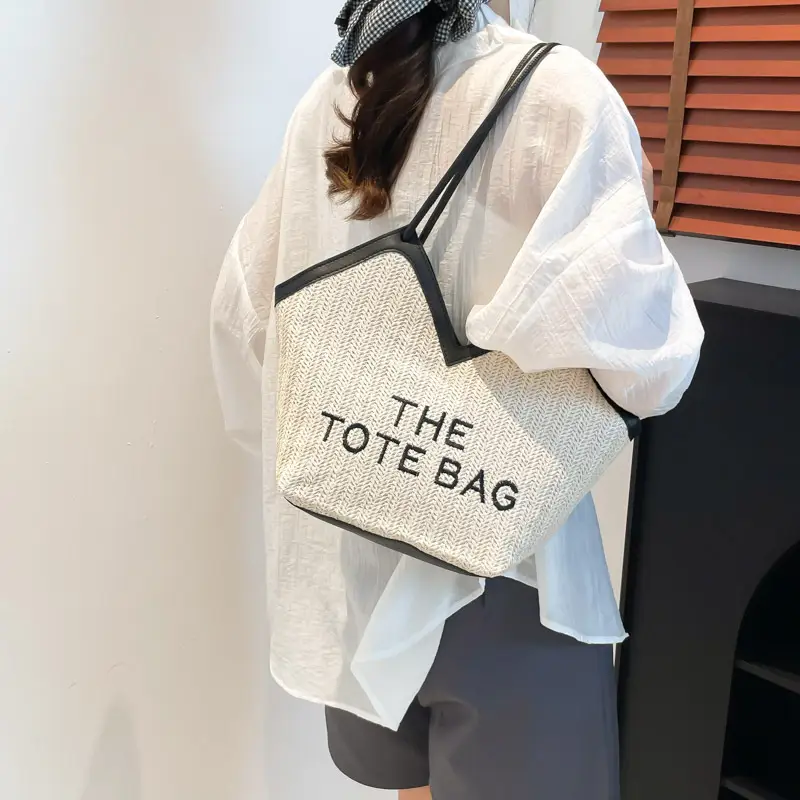 2025 New Summer Letter Straw Woven Large-Capacity Women's Bag - Image 6