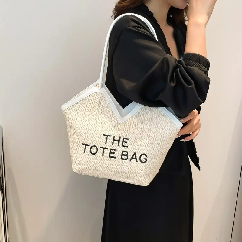 2025 New Summer Letter Straw Woven Large-Capacity Women's Bag - Image 7