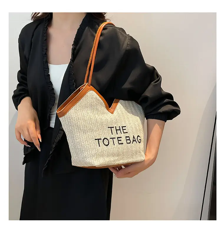 2025 New Summer Letter Straw Woven Large-Capacity Women's Bag — feature 12