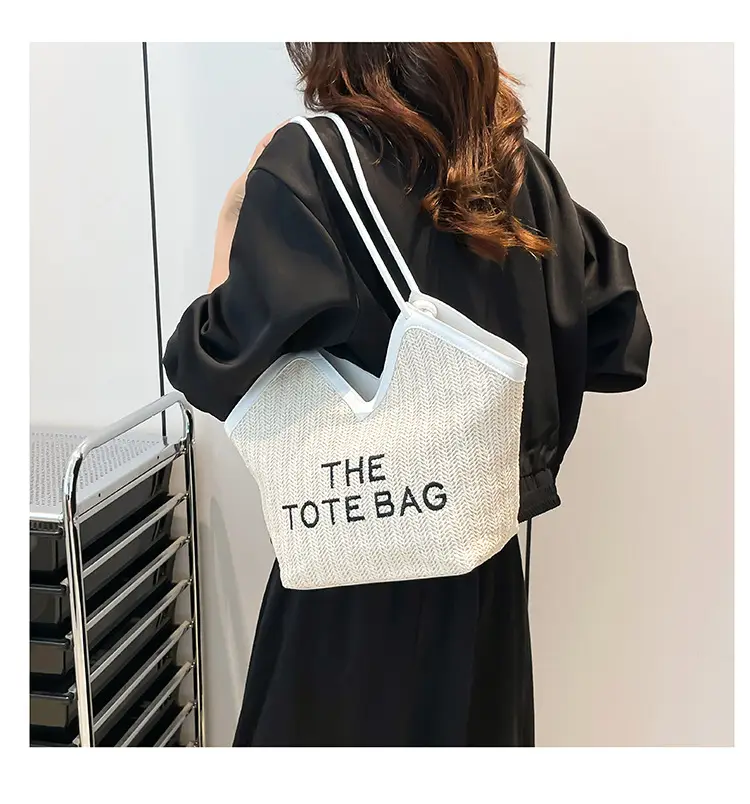 2025 New Summer Letter Straw Woven Large-Capacity Women's Bag — feature 13