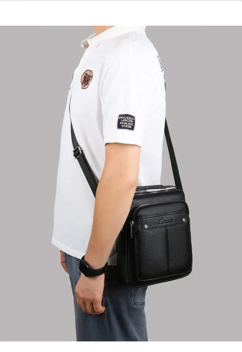 Men's Leather Crossbody Bag Brown Simple Trendy — feature 14