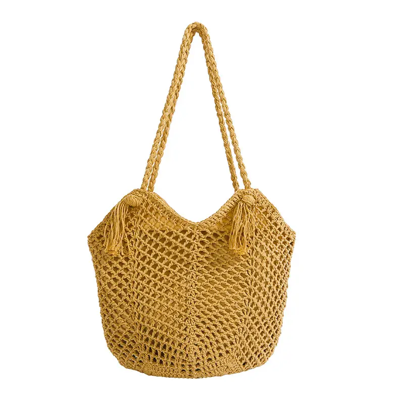 Women's Cotton Woven Shoulder Bag Large Capacity Lazy Style - Image 7