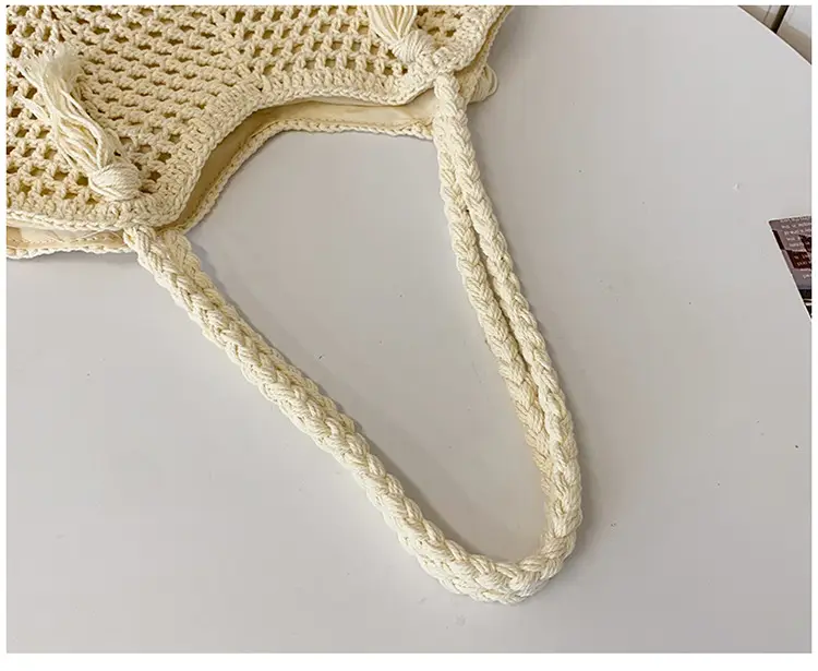 Women's Cotton Woven Shoulder Bag Large Capacity Lazy Style — feature 7