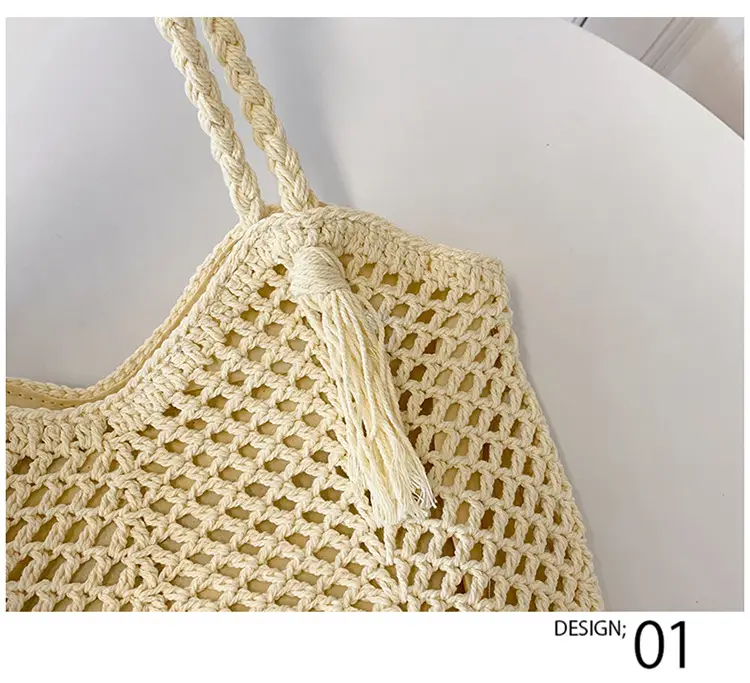 Women's Cotton Woven Shoulder Bag Large Capacity Lazy Style — feature 8