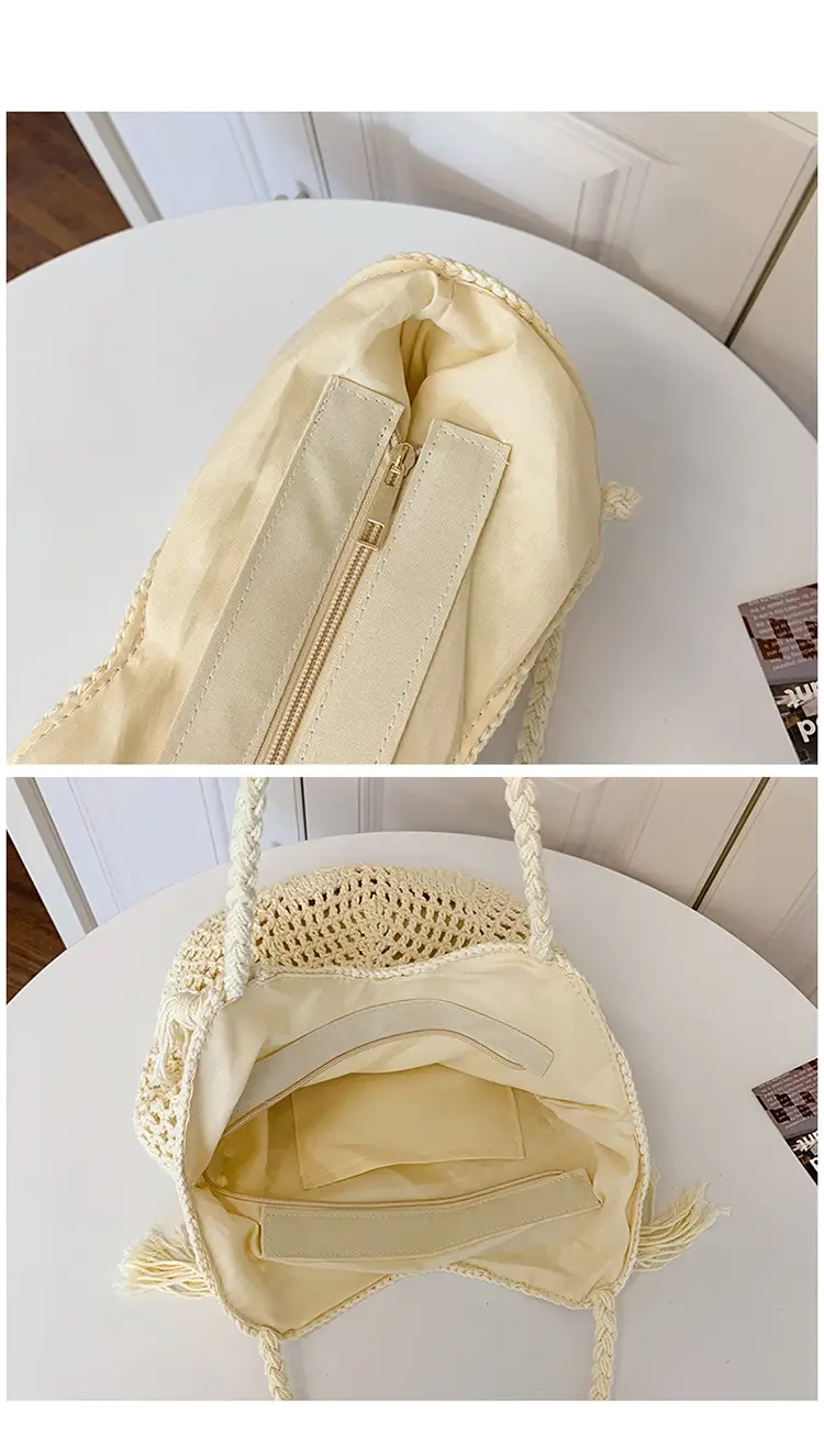 Women's Cotton Woven Shoulder Bag Large Capacity Lazy Style — feature 9