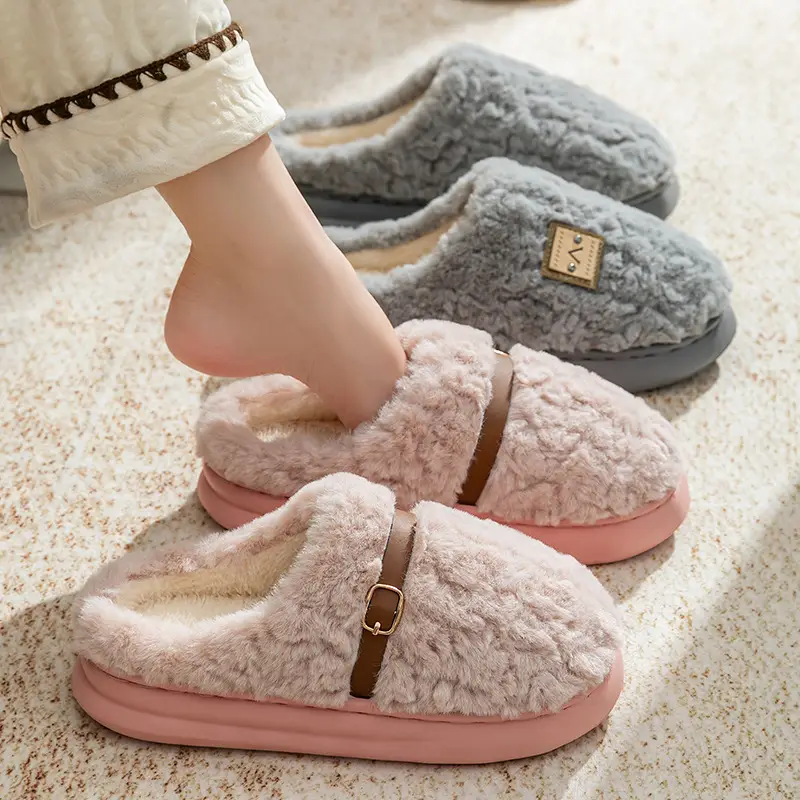 Warm and Velvet Thick-Soled Cotton Slippers for Couples at Home, Warm, Non-Slip, Wear-Resistant, Lightweight and Furry Slippers That Feel Like Stepping on Shit - Image 6
