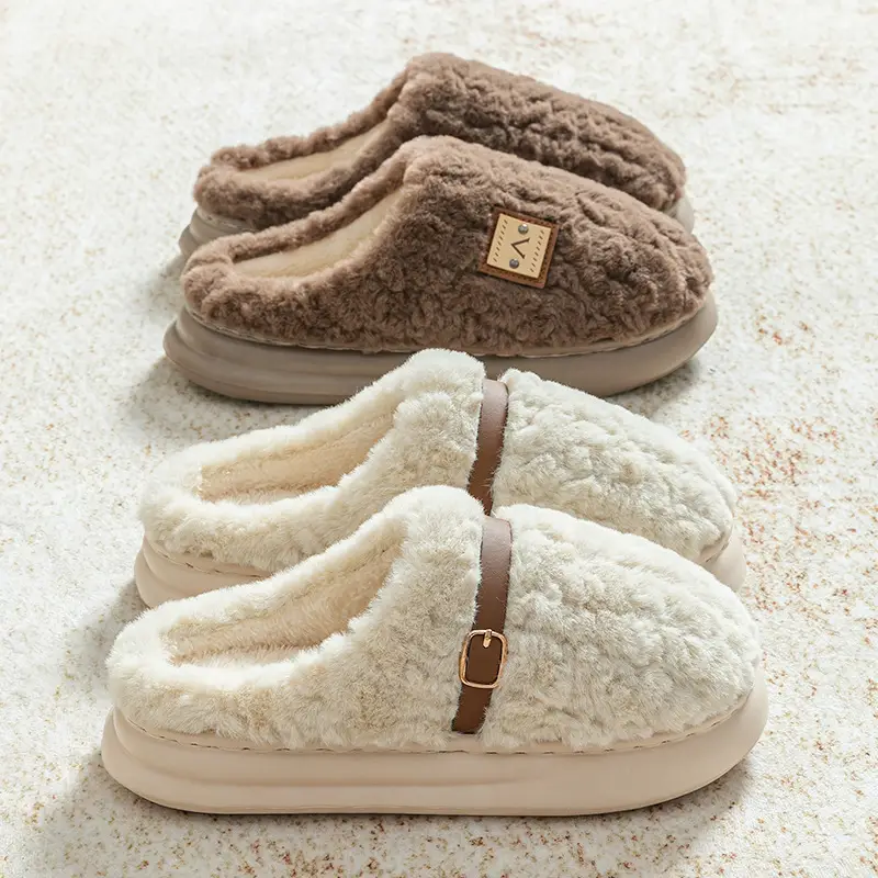 Warm and Velvet Thick-Soled Cotton Slippers for Couples at Home, Warm, Non-Slip, Wear-Resistant, Lightweight and Furry Slippers That Feel Like Stepping on Shit - Image 8